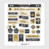Sticker Gold Et Black Crown Love Coeur Planner (Feuille)
