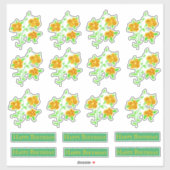 Sticker Gold Floral joyeux décors d'anniversaire (Feuille)