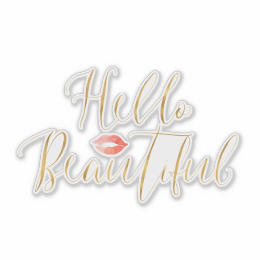 Sticker Gold Hello Belles lèvres (Devant)