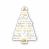 Sticker Gold Inspirational Christmas Tree Peace Joy (Devant)