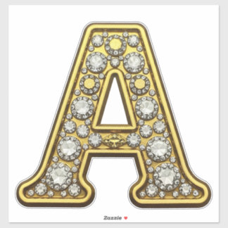 Sticker Gold Letter A Encrusted With Diamonds Jewelry