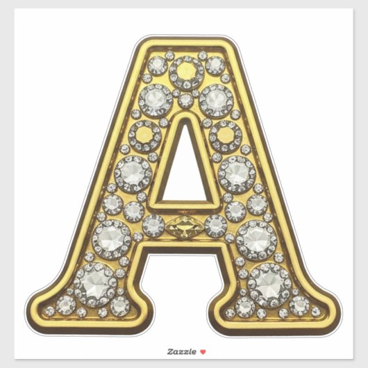 Sticker Gold Letter A Encrusted With Diamonds Jewelry (Feuille)
