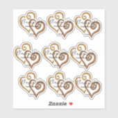 Sticker Gold Linked Heart Art Famille Modèle de réunion (Feuille)