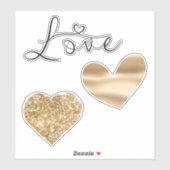 Sticker Gold Love Hearts Mariage (Feuille)