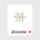 Sticker Gold Monogram Initial and Name Personalized (Feuille)