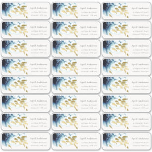 Sticker Gold Navy Fish Underwater Sea Adresse de l'invité