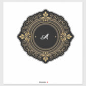 Sticker Gold On Black Circular Ornate Frame (Feuille)