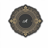 Sticker Gold On Black Circular Ornate Frame (Devant)