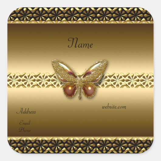 Sticker Gold On Gold Butterfly Carré 2 (Devant)
