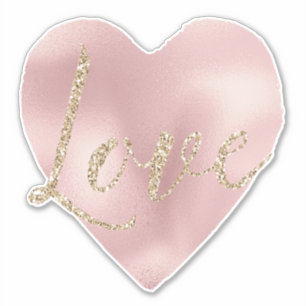 Sticker Gold Parties scintillant Love Blush Pink Heart