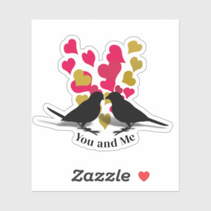 Sticker Gold Red Hearts Inséparables Valentine