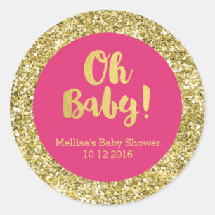 Sticker Gold Rose Baby shower Oh Baby Favor
