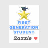 Sticker Gold Star Graduation Cap, étudiant de première gén (Feuille)
