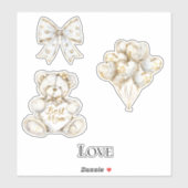 Sticker Gold White Hearts Maman (Feuille)