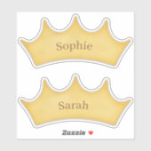 Sticker Golden Crown Fairytale Kids Rooms 2 Custom Name (Feuille)
