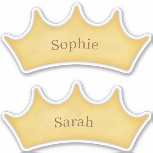 Sticker Golden Crown Fairytale Kids Rooms 2 Custom Name (Devant)