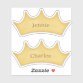 Sticker Golden Crown Fairytale Kids Rooms 2 Custom Name St (Feuille)