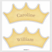 Sticker Golden Crown Fairytale Kids Set de 2 Nom personnal (Feuille)