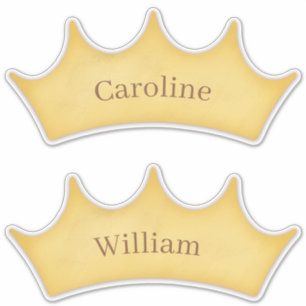 Sticker Golden Crown Fairytale Kids Set de 2 Nom personnal