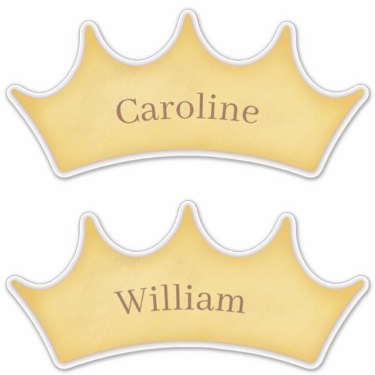 Sticker Golden Crown Fairytale Kids Set de 2 Nom personnal (Devant)