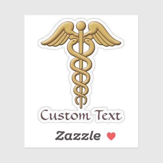 Sticker Golden Double Snake Caduceus (Feuille)