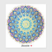 Sticker Golden Flower bleu violet Mandala (Feuille)