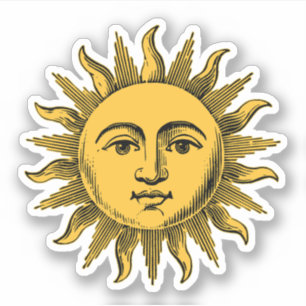 Sticker Golden Happy Sun Face