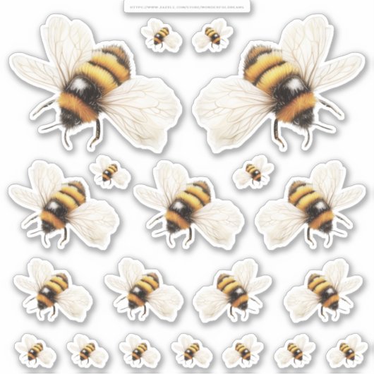 Sticker Golden Honey Fairy World – 2a - 20 bees sheet (Devant)