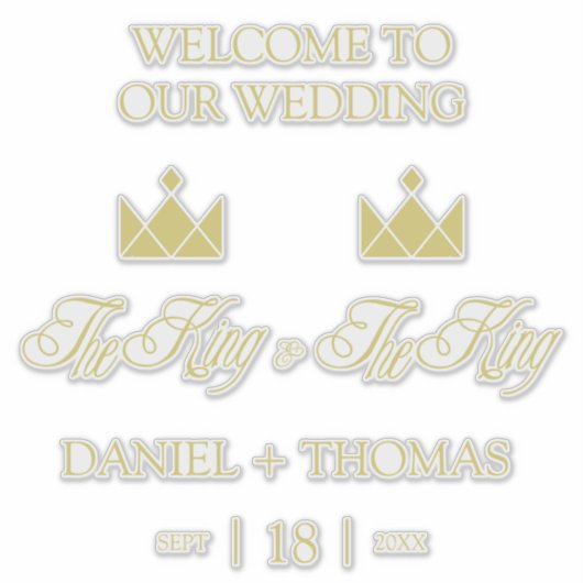 Sticker Golden King Crowns for Gay Wedding (Devant)