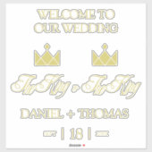 Sticker Golden King Crowns for Gay Wedding (Feuille)