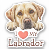 Sticker Golden Labrador Retriever Heart (Devant)