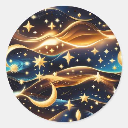 Sticker - Golden Ochre Celestial Moon Lunar Design (Devant)