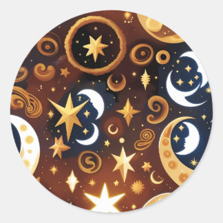 Sticker - Golden Ochre Celestial Moon Mystic Lunar