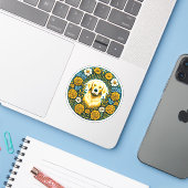 Sticker Golden Retriever (Ordinateur portable avec iPhone)