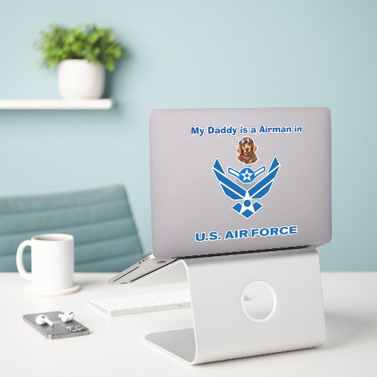 Sticker Golden Retriever Air Force Airman Daddy (Ordinateur portable sur le bureau)