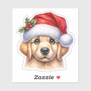 Sticker Golden Retriever Chien avec le Père Noël Style-825