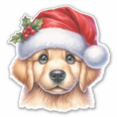 Sticker Golden Retriever Chien avec le Père Noël Style-825 (Devant)