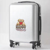 Sticker Golden Retriever Joyeuse Saint-Valentin (Sur valise)