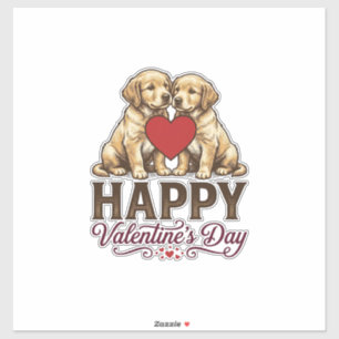 Sticker Golden Retriever Joyeuse Saint-Valentin