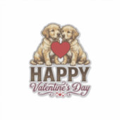 Sticker Golden Retriever Joyeuse Saint-Valentin (Devant)