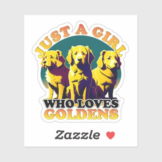Sticker Golden Retriever, juste une fille qui aime l'or (Feuille)