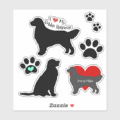 Sticker Golden Retriever Silhouette and Pawprints Group (Feuille)