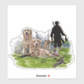 Sticker Golden Retrievers - Excellents chiens de chasse (Feuille)