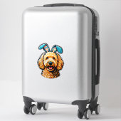 Sticker Goldendoodle de Pâques Chien portant des oreilles (Sur valise)