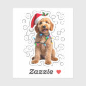 Sticker Goldendoodle Dog Tree Christmas Sweater Xmas Pet D (Feuille)