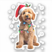 Sticker Goldendoodle Dog Tree Christmas Sweater Xmas Pet D (Devant)