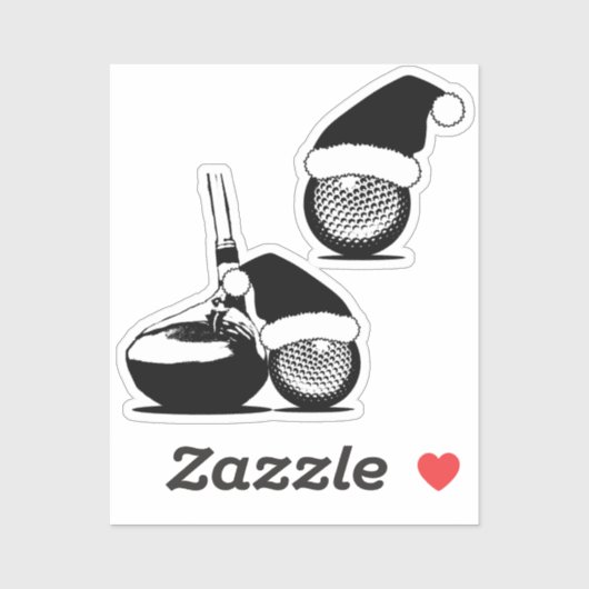 Sticker Golf Ball et Golf Club Noël (Feuille)