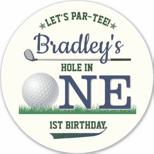 Sticker Golf PAR-TEE 1er anniversaire Grand 8" (Devant)
