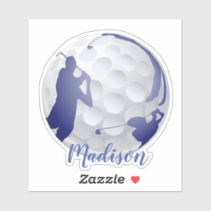 Sticker Golfer Golf Ball Golfing Sport Nom personnalisé