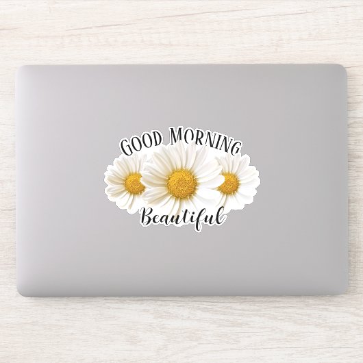 Sticker Good Morning Belle marguerite blanche (Ordinateur)
